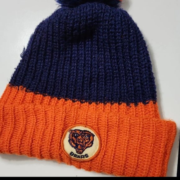 VTG 1980s NFL CHICAGO BEARS Knit Cap POM Beanie Football - Picture 7 of 7
